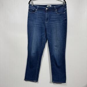 PAIGE Brigitte Mid-Rise Crop Boyfriend Jeans Sz 30 Blue Medium Wash Stretch
